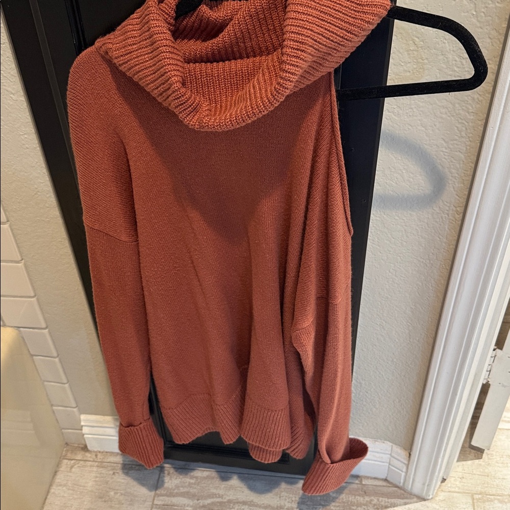 1. State Women's Cowl Neck Sweater in Rust - Picture 2 of 4